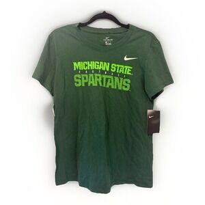 NCAA NWT Michigan State Spartans Go Green Go White Tshirt Tee Mens Crew‎ Neck